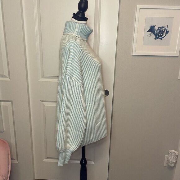 Paisie Striped Turtleneck Knit Jumper Sweater Blue Size L/XL - Picture 6 of 13